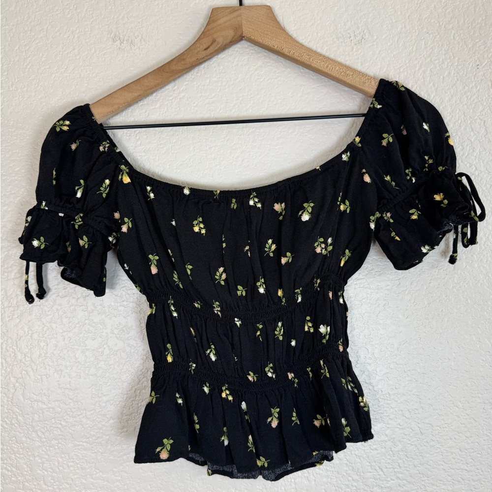 Reformation Solis Top in Briar Floral Black Medium Off The Shoulder $128 - Picture 12 of 16